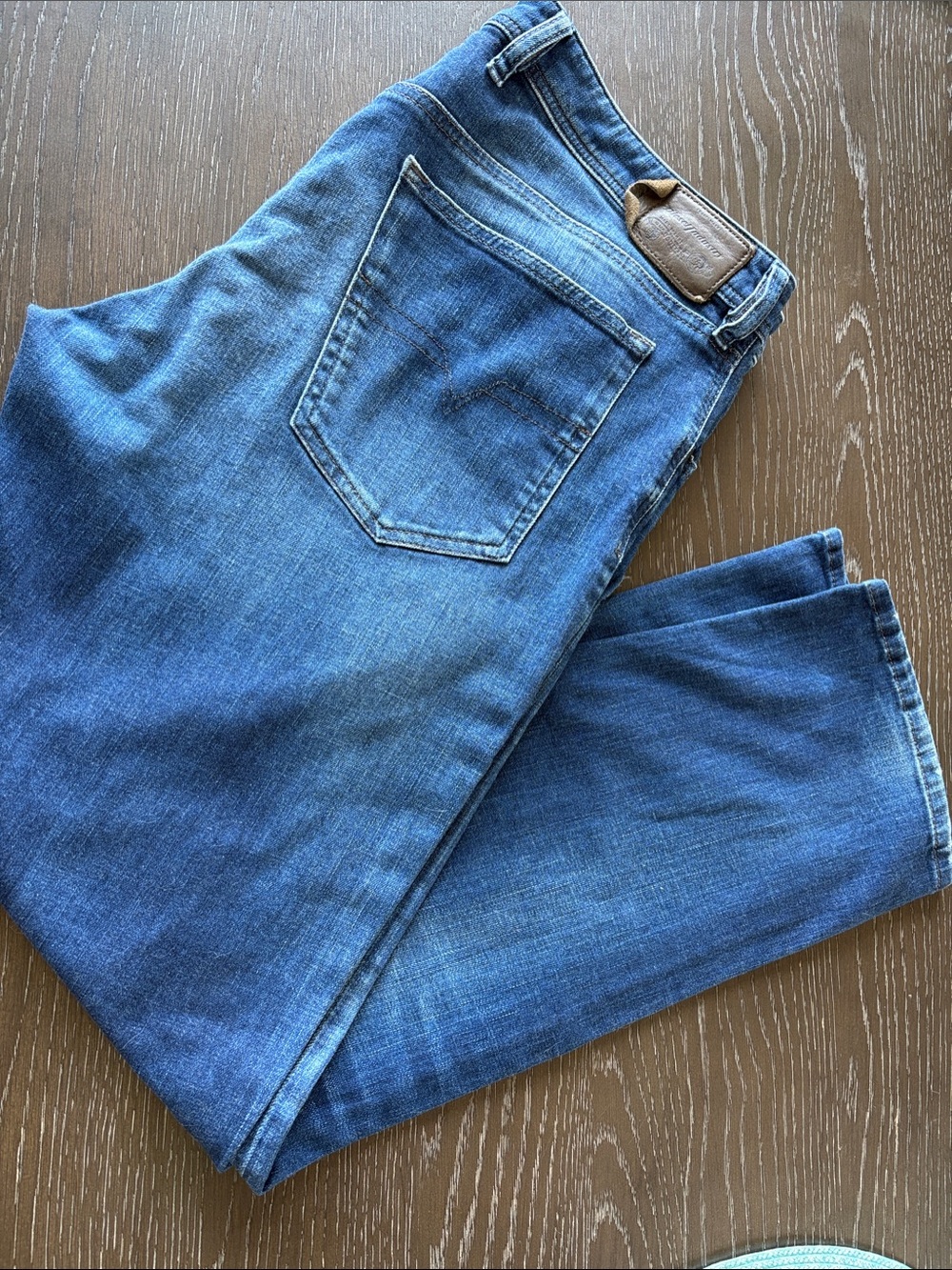 Diesel Straight Leg  Button Fly Blue Jeans